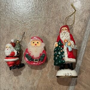 Santa Claus Holiday Set - 2 Ornaments & 1 Candle